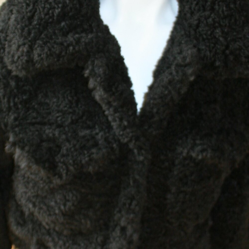 Urban Outfitters Black Cropped Faux Fur Jacket Size Medium - Picture 3 of 14